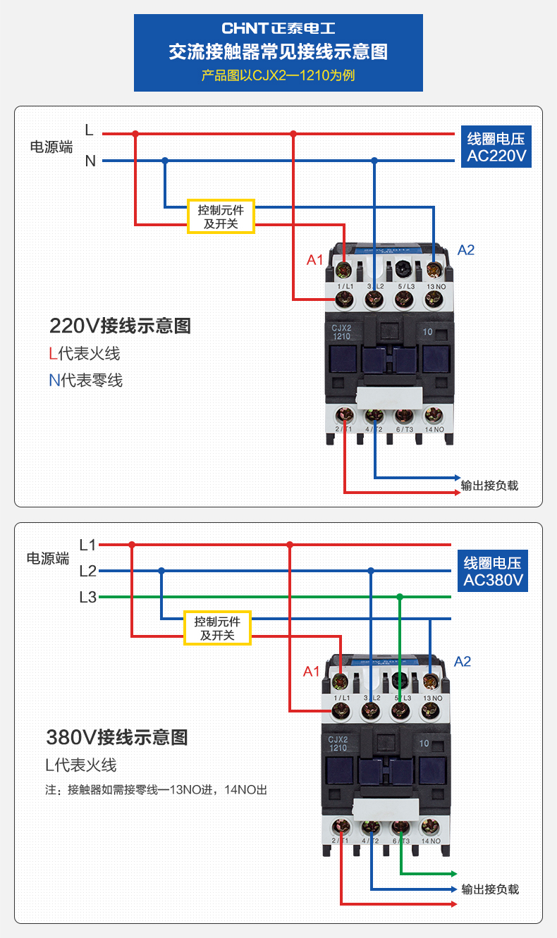 正泰交流接觸器接線(xiàn)圖